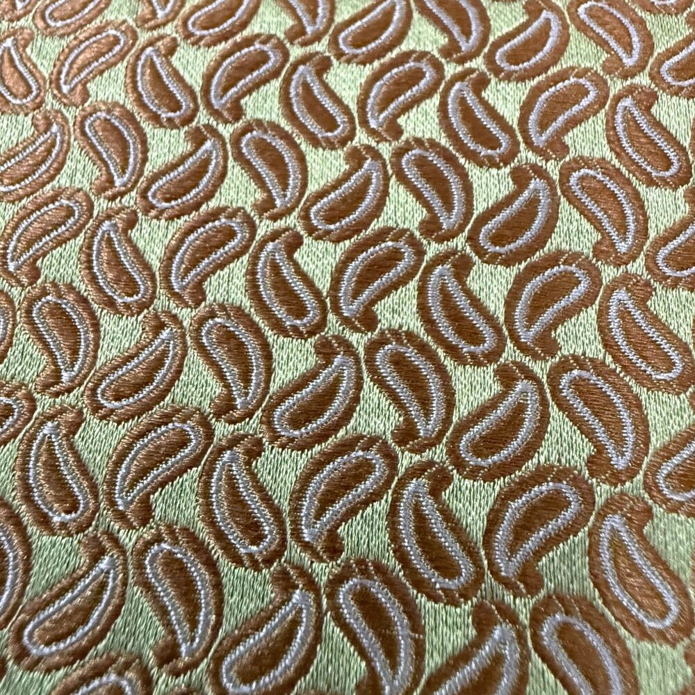 Handmade Setazone 100% Silk Tie  Brown Green Paisley Elegant Design Iridescent - Picture 9 of 14